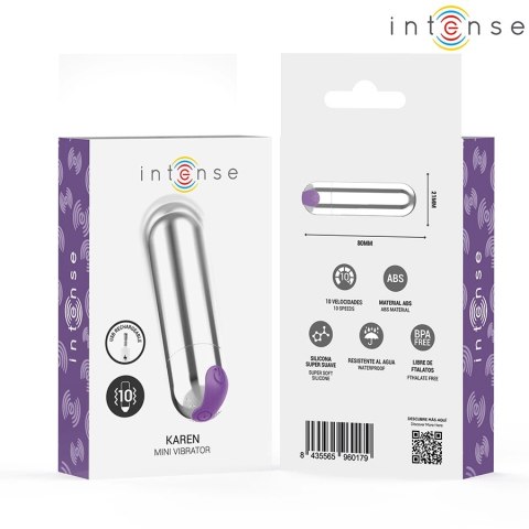 Intense Karen Mini Wibrujący Pocisk USB Srebrny 10 Trybow 8cm INTENSE
