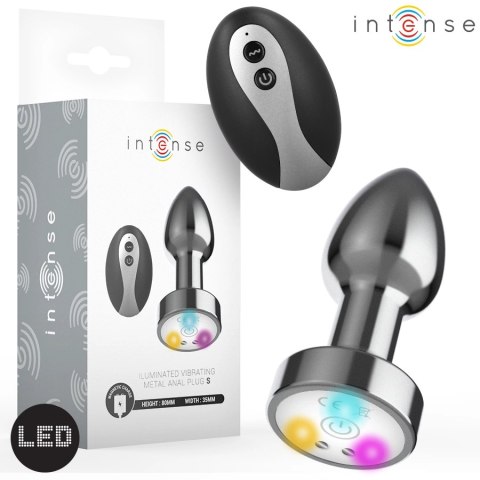Intense Plug LED S - Metalowy wibrujący korek analny z pilotem INTENSE