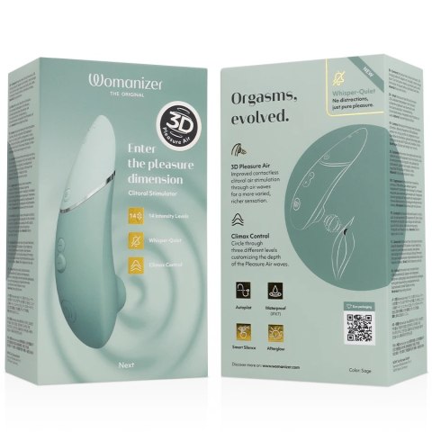 Womanizer Next Sage - Intymny stymulator powietrzny 3D, 14 poziomow, IPX7 WOMANIZER
