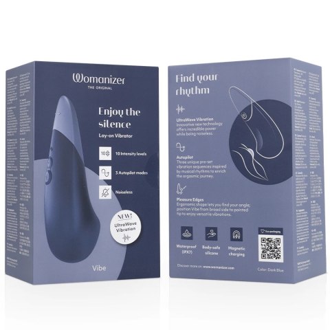 Womanizer Vibe Lay-On - cichy model wibrujący, ciemnoniebieski, IPX7 WOMANIZER
