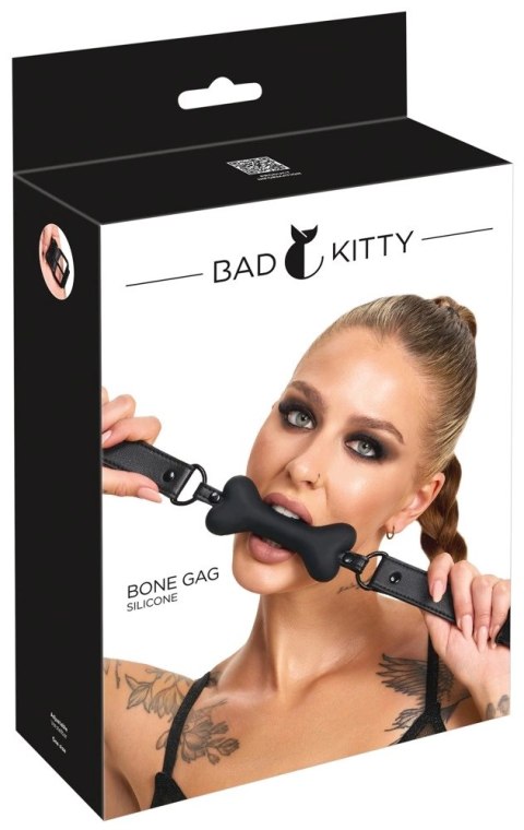Bad Kitty Gag Dog Bone silikonowy knebel kostka regulowany czarny Bad Kitty