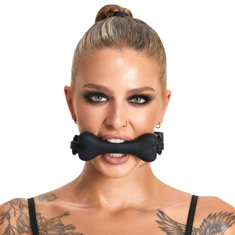 Bad Kitty Gag Dog Bone silikonowy knebel kostka regulowany czarny Bad Kitty