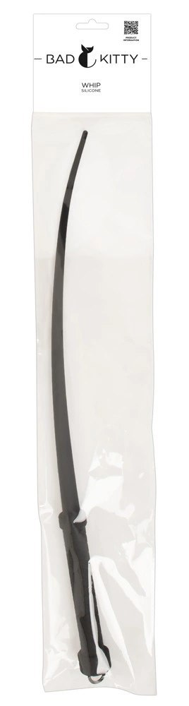 Bad Kitty Whip Silicone - czarny bat silikonowy 60 cm, ergonomiczny uchwyt Bad Kitty