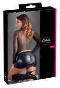 Cottelli Collection Mini Skirt czarna XL z falbaną wetlook Cottelli