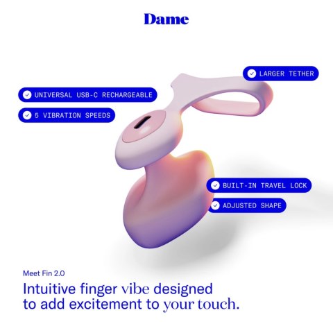 Dame Fin 2.0 - Wibrator na palec, ładowany USB-C, wodoodporny Dame