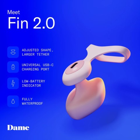 Dame Fin 2.0 - Wibrator na palec, ładowany USB-C, wodoodporny Dame