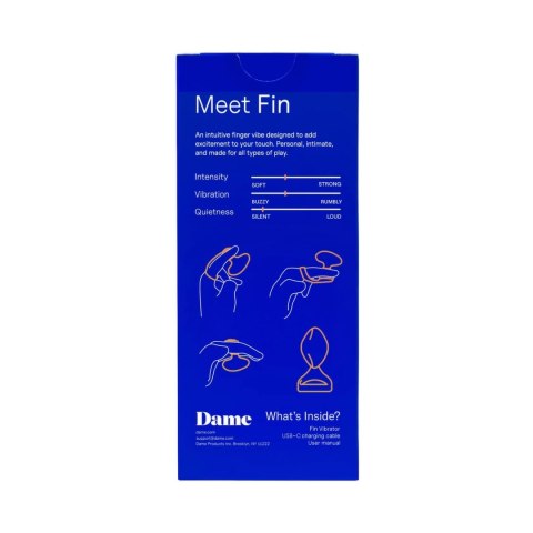Dame Fin 2.0 - Wibrujący model na palec, ładowanie USB, wodoodporny Dame