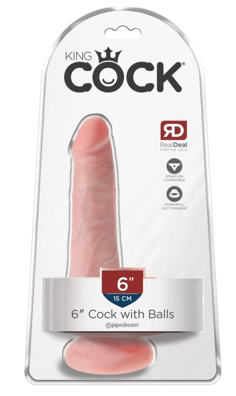 King Cock Model 6" Przyssawka Jasny Kolor Skory 15 cm PVC King Cock