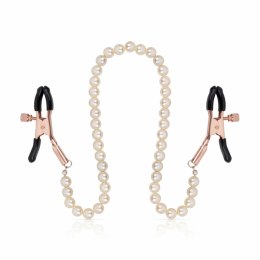 Rosy Gold Pearls - Regulowane klamry z dekoracyjnym łańcuszkiem Rosy Gold