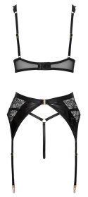 Cottelli LINGERIE Zestaw bielizny 3-częściowy 75B/S czarny z koronką i winylem Cottelli