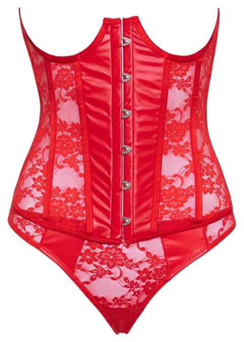 Cottelli Lingerie Open Cup Corset S czerwony koronkowy komplet Cottelli