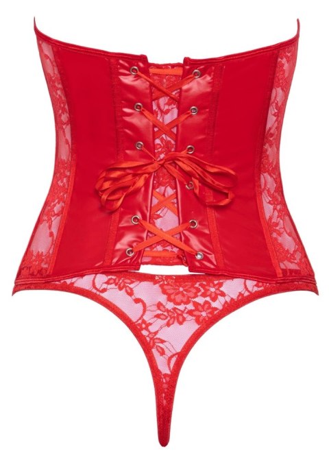 Cottelli Lingerie Open Cup Corset S czerwony koronkowy komplet Cottelli