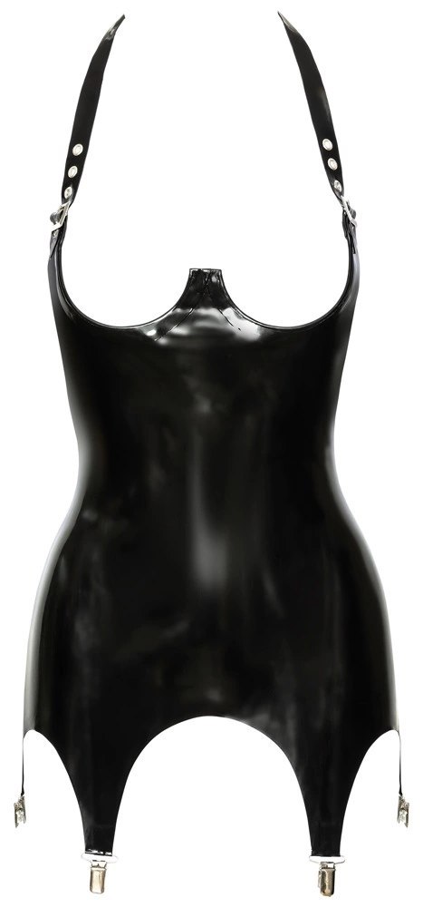 LateX Koszulka Czarna Lateksowa Bez Miseczek S, regulowane szelki Late X