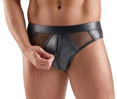 Svenjoyment Briefs 2XL czarne wetlook z siateczką i zamkiem Svenjoyment