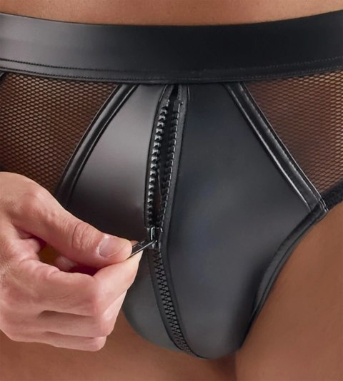 Svenjoyment Briefs XL czarne wetlook siateczka z zamkiem Svenjoyment