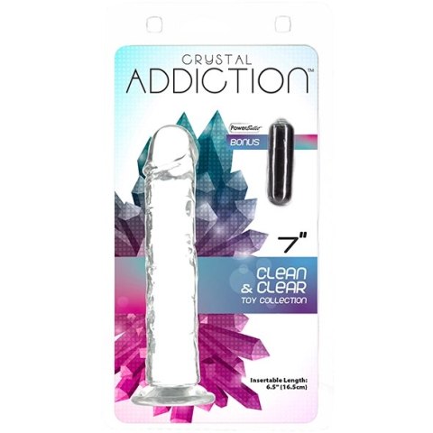 Addiction Crystal Addiction Vertical 18cm - Transparentny model TPE z przyssawką Addiction