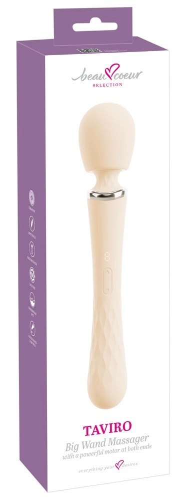 Beau coeur Taviro Big Wand - wielofunkcyjny masażer 2w1, silikonowy, 31,7 cm Beau coeur