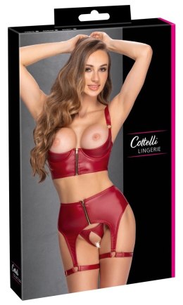 Cottelli Lingerie Komplet Deluxe Bordeaux 80B/M z paskami do pończoch Cottelli