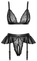 Cottelli Lingerie Komplet XL z biustonoszem bez fiszbin i pasem do pończoch Cottelli