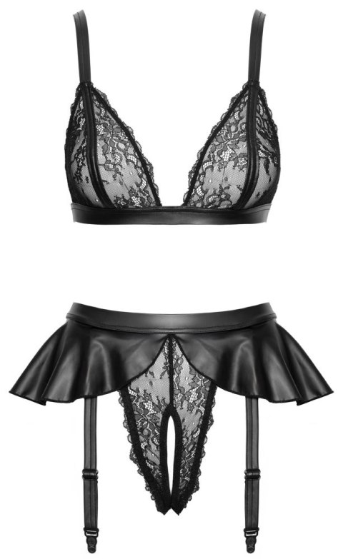 Cottelli Lingerie Komplet XL z biustonoszem bez fiszbin i pasem do pończoch Cottelli