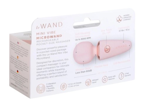 Le Wand Mini Microwand Rose Go - kompaktowy masażer podrożny, rożowy Le Wand