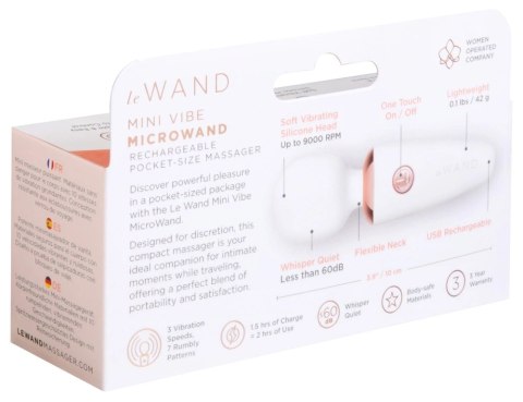 Le Wand Mini Microwand White - kompaktowy masażer, 7 trybow, USB Le Wand