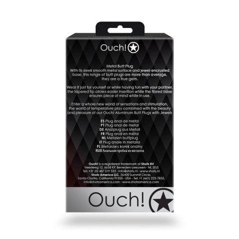 Ouch! Metalowy korek intymny z kryształem, duży, powierzchnia gładka Ouch! by Shots