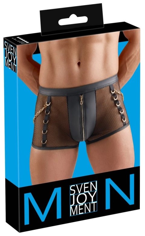 Svenjoyment Net XL - Męskie spodnie siateczkowe z wetlook i złotymi detalami Svenjoyment
