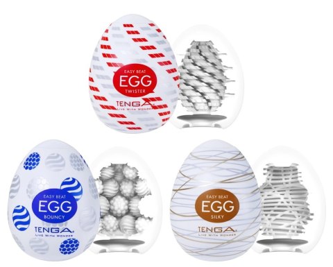 Tenga Egg Standard Zestaw 3 modeli - Twister, Bouncy, Silky, elastyczne etui TENGA