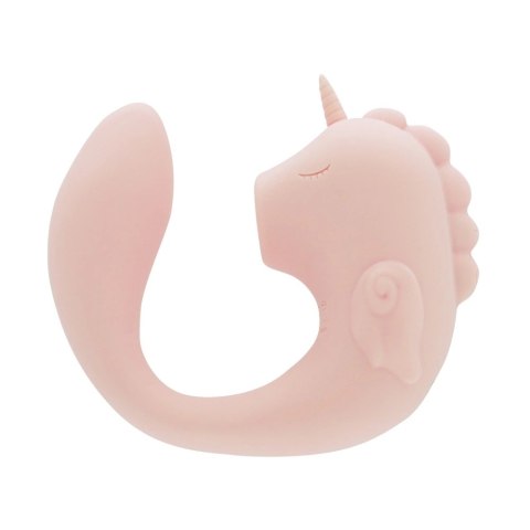 Unihorn C-Horse Coral Throb silikonowy masażer dwusilnikowy 15 cm rożowy Unihorn