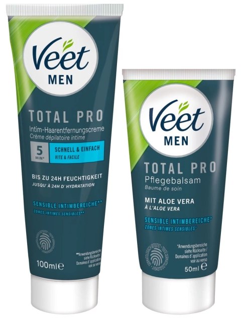 Veet Men TOTAL PRO Zestaw do Depilacji Intymnej 2w1 z Aloesem 150ml Veet