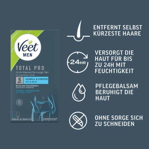 Veet Men TOTAL PRO Zestaw do Depilacji Intymnej 2w1 z Aloesem 150ml Veet