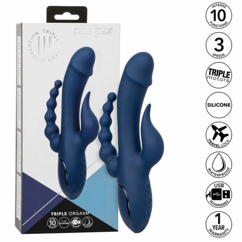 CalExotics Triple Action Blue - Masażer Intymny z Potrojnym Systemem Wibracji CALEXOTICS