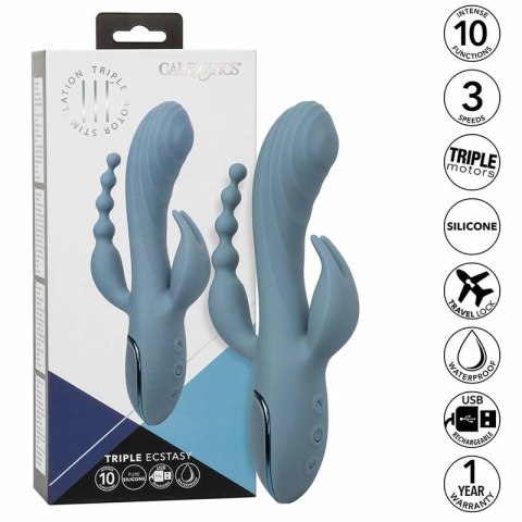 CalExotics Triple Ecstasy Szary - Masażer Potrojnego Działania USB CALEXOTICS