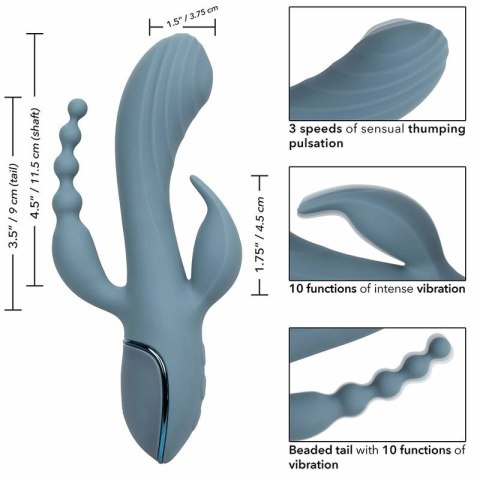 CalExotics Triple Ecstasy Szary - Masażer Potrojnego Działania USB CALEXOTICS