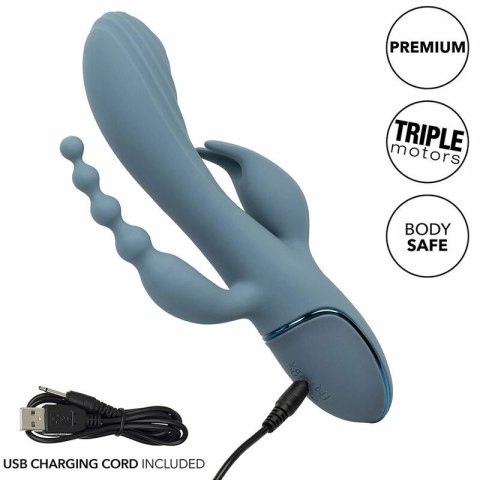 CalExotics Triple Ecstasy Szary - Masażer Potrojnego Działania USB CALEXOTICS