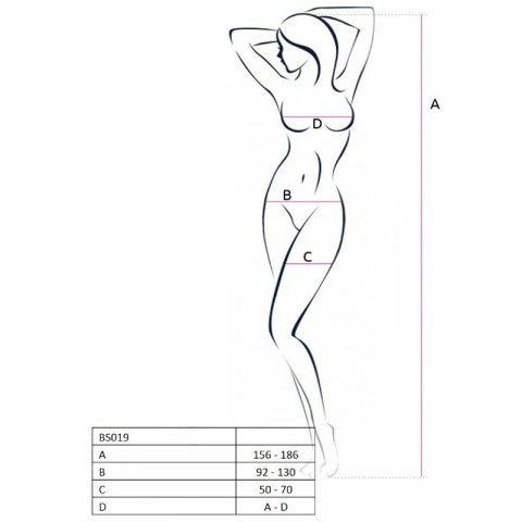 Passion BS019 bodystocking czarny, kabaretka, jeden rozmiar Passion