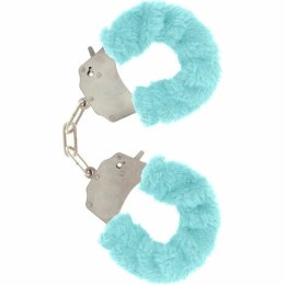 TOYJOY Furry Fun stalowe mankiety z niebieskim pluszem, klucze TOYJOY