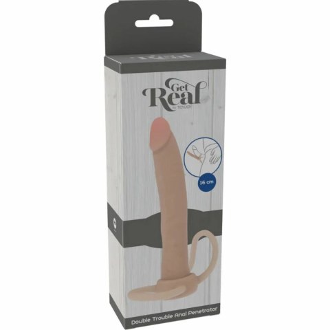 ToyJoy Get Real Double Trouble silikonowy system analny 16 cm beżowy GET REAL