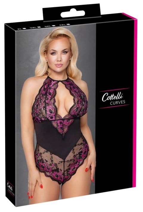 Cottelli Curves Body dwukolorowe z kwiatową koronką 2XL Cottelli