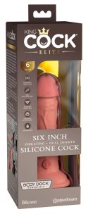 King Cock Elite Silikonowy Wibrator 15 cm z przyssawką i pilotem, jasny King Cock