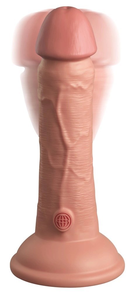 King Cock Elite Silikonowy Wibrator 15 cm z przyssawką i pilotem, jasny King Cock