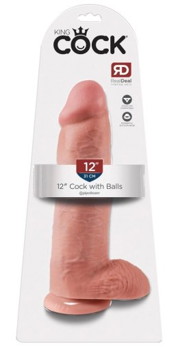 King Cock Model 30 cm z anatomiczną podstawą, kolor cielisty King Cock