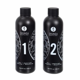 Shunga Body-to-Body Żel do masażu Truskawka & Szampan 2x250ml + prześcieradło Shunga