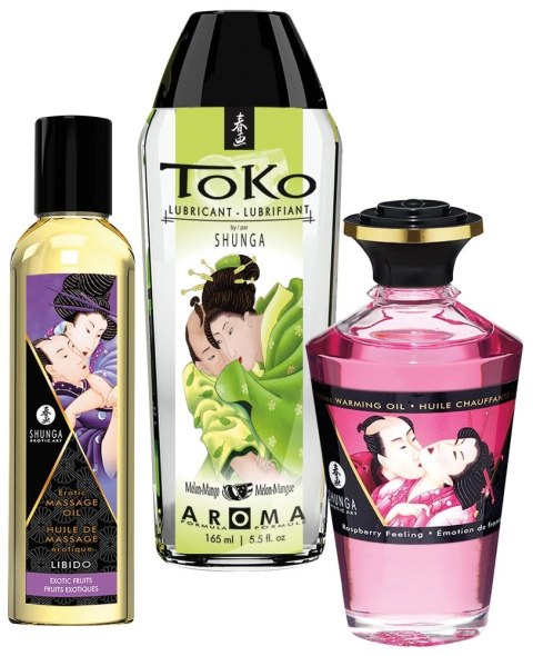 Shunga Secret Set Fruity Kisses - Zestaw Olejkow Masażowych 3-częściowy Shunga