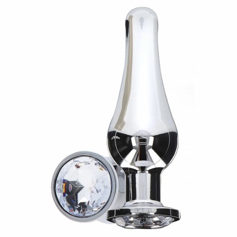 ToyJoy Diamond Bum Bijou Średni korek aluminiowy ze srebrnym kryształem 11 cm TOYJOY