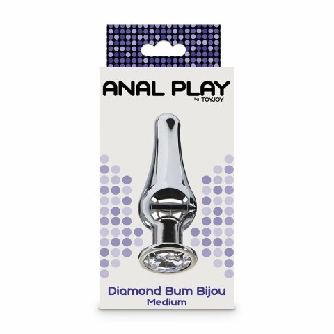 ToyJoy Diamond Bum Bijou Średni korek aluminiowy ze srebrnym kryształem 11 cm TOYJOY