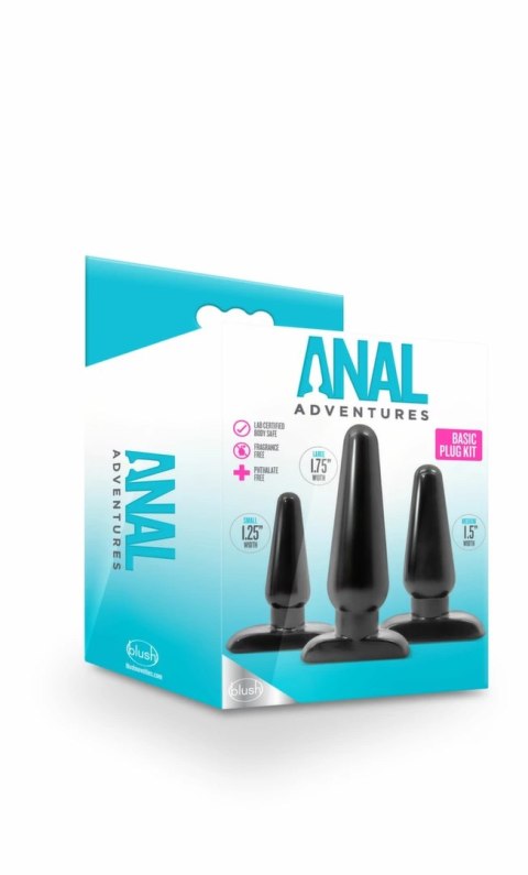 Blush Novelties Anal Adventures Zestaw 3 Stopniowanych Korkow Basic Plug Kit Anal Adventures