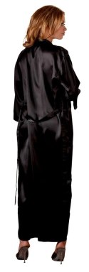 Cottelli Lingerie Długi Szlafrok Satynowy Czarny z Paskiem S/M Cottelli