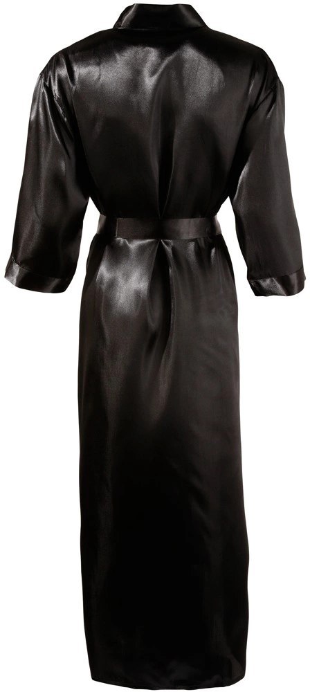 Cottelli Lingerie Długi Szlafrok Satynowy Czarny z Paskiem S/M Cottelli
